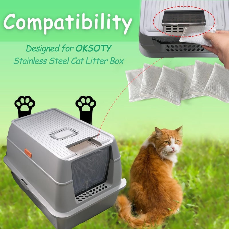 PurifyLogix Activated Charcoal Odor Absorber Bags Compatible with OKSOTY Stainless Steel Cat Litter Box, Natural Coconut shell Charcoal Bags, Absorb Odors/Control Damp from Pets/Keep Home Fresh（6PCS） - Image 2